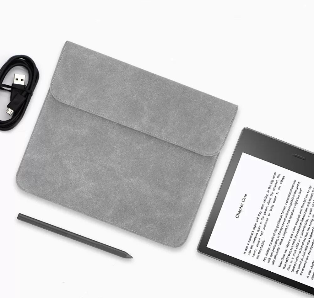 INF Graue PU-Leder E-Reader Hülle kompatibel mit Kobo Elipsa 10.3 Zoll - Stoßfest & Magnetverschluss