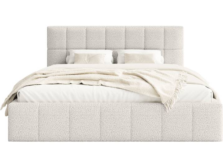 FEDVE Polsterbett Moura aus Bouclé-Stoff 120x200 cm, Weiß