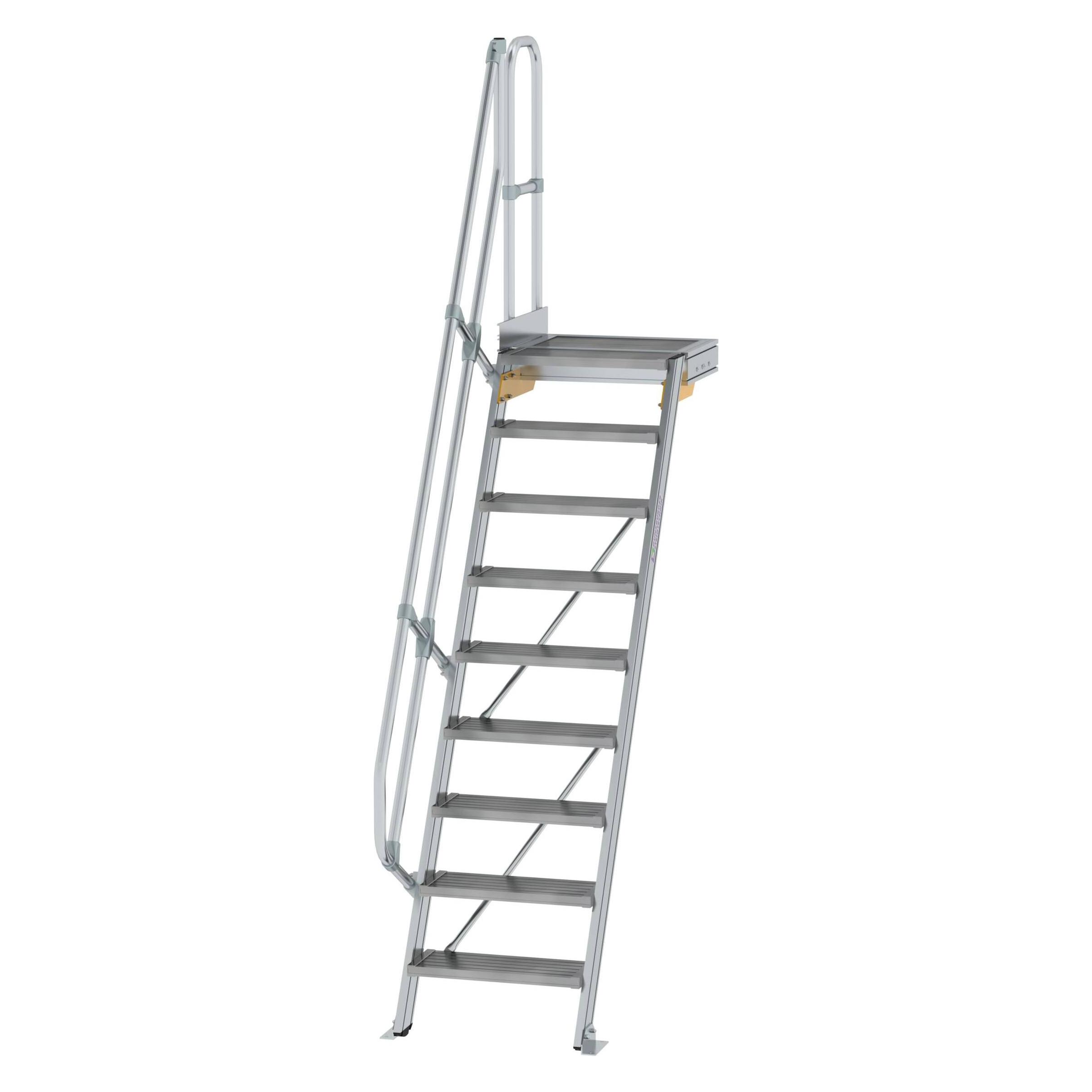 Munk Treppe mit Plattform 60° Stufenbreite 600 mm 9 Stufen Aluminium geriffelt (60 cm) (600369)