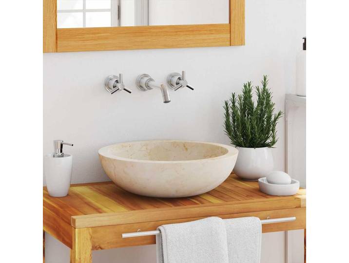 vidaXL Waschbecken 40x12 cm Marmor Creme