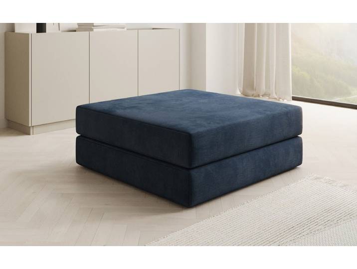 Beistellhocker Lazy in Samt - Blau - Samt - Luxusbetten24