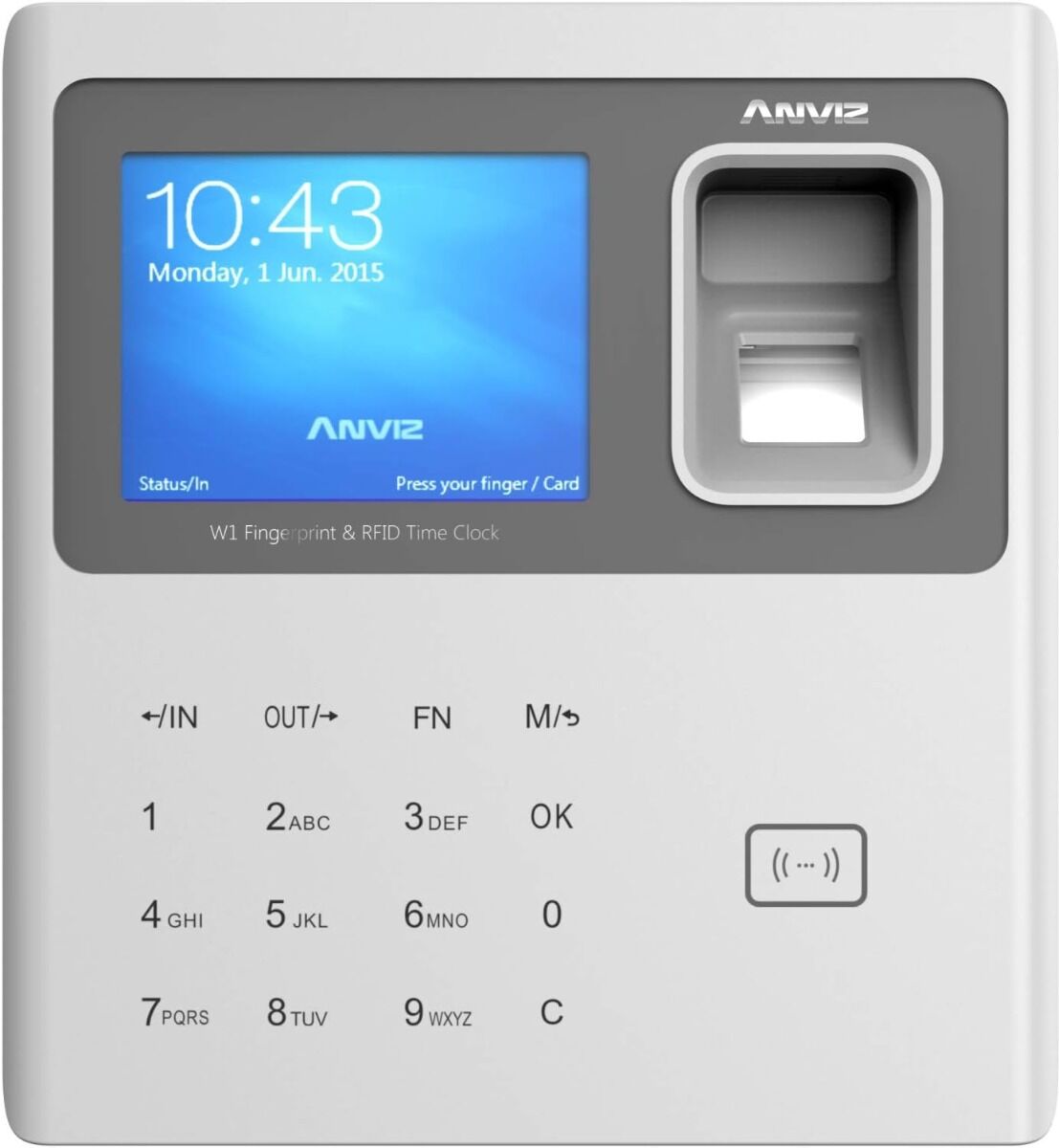 Anviz Anziz W1-Id Lettore Biometrico Autonomo Presenze Identificazione Biometrica E Card Schermo A Colori