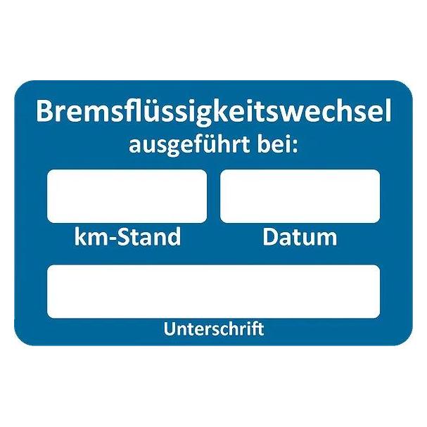 Eichner Aufkleber Bremsflüssigkeitswechsel ausgeführt, blau/weiss, 250 St. (9220-00054)