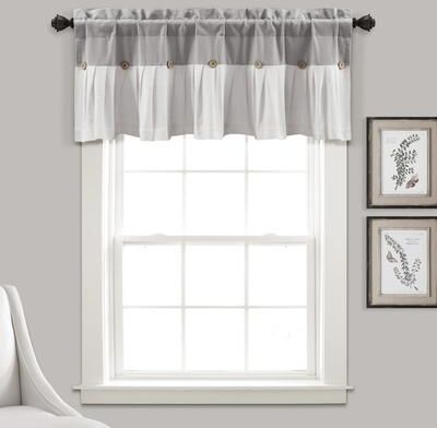 Lush Decor Linen Button Window Curtain Valance