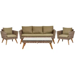 LOUNGE-SET 5-sitzer PE Rattan Olivgrün Vittoria