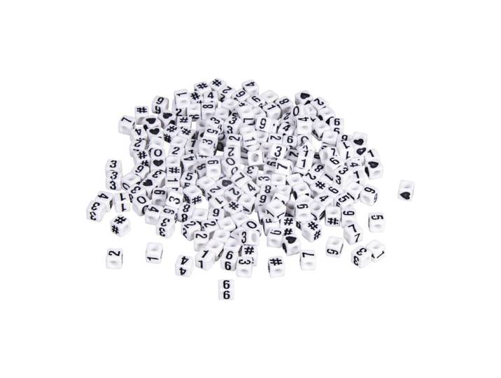 Plastik-Zahlen-Perlen Würfel, 5x5mm, SB-Blister 40g