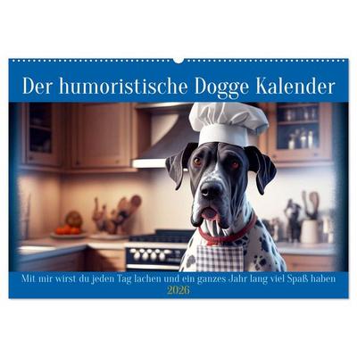 Der humoristische Dogge Kalender (Wandkalender 2026 DIN A2 quer), CALVENDO Monatskalender