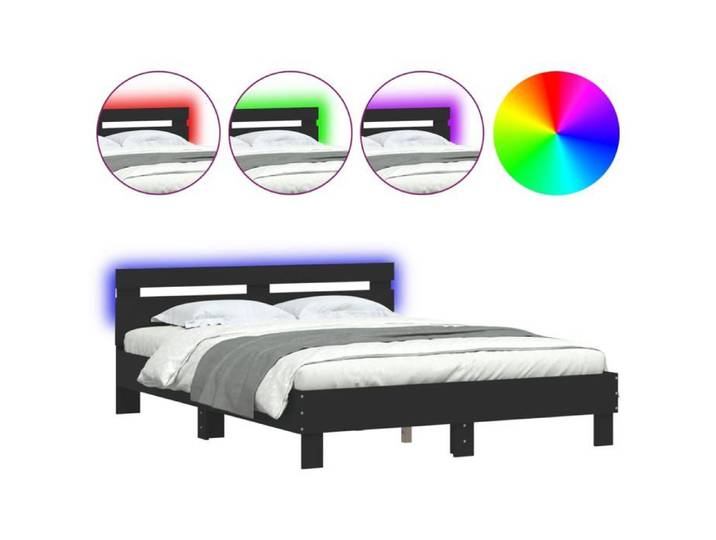 Luxe&Mode Cadre de lit avec LED - sans matelas - lit Adulte double - 2 ans garantie - noir 140x190 cm（68947）