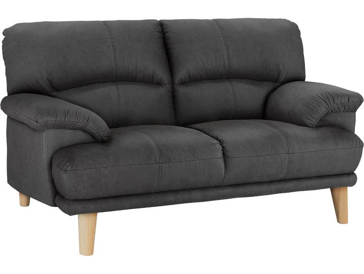 2-Sitzer Sofa, Microfaser Vintage, Grau, 162×90×87 cm, Hoher Sitzkomfort, Modern, Trendmanufaktur