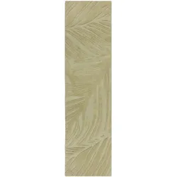 WOLLTEPPICH LEVEN, floral, Grün-Beige, 60 x 230 cm
