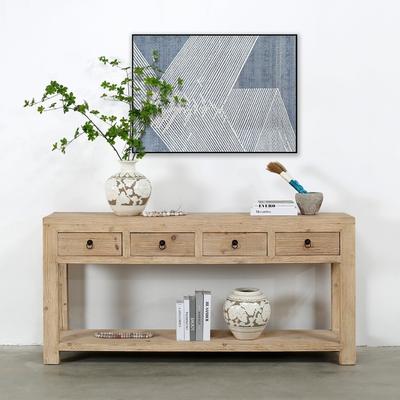 Artissance "70"" Long Capri 4 drawers Sideboard Weathered Natural Pinewood Solid Top"