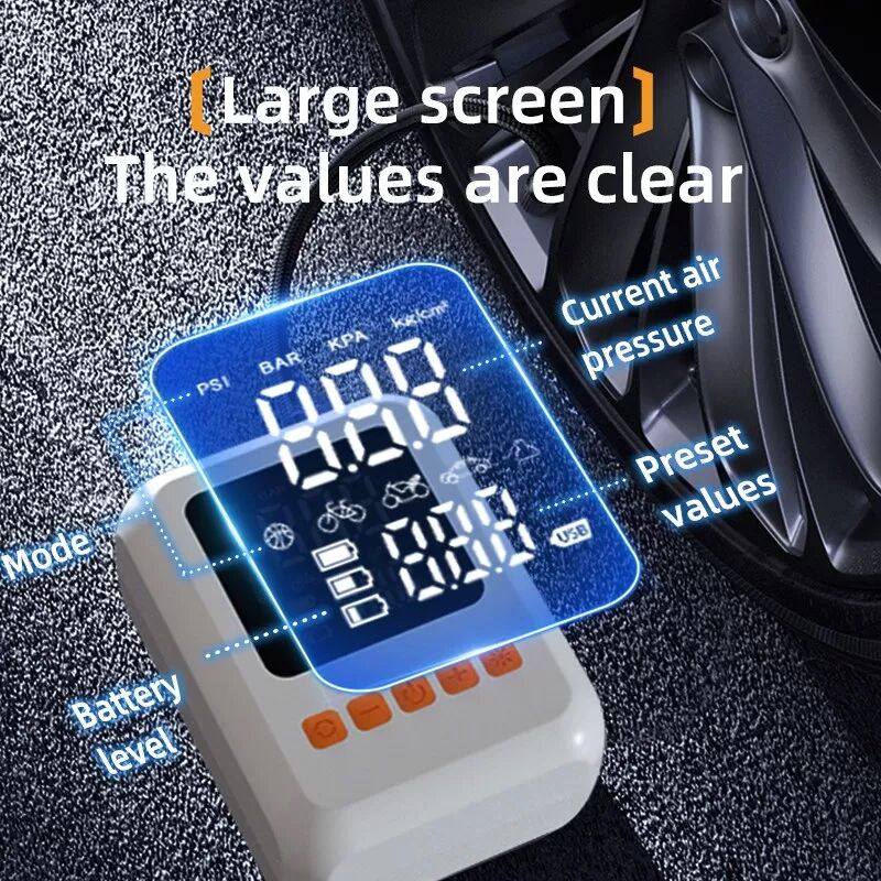 INF Mini Tragbarer Kabelloser Autoreifenfüller mit Digitalem Manometer