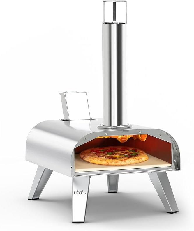 OUTDOORS Pizzaofen für Holzpellets, tragbarer Edelstahl-Pizzagrill