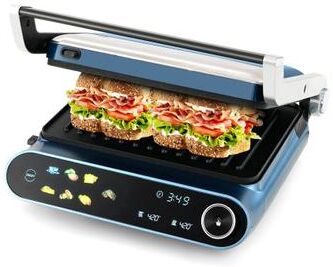 Costway 1200W Panini Press Grill with LED Display and 7 Grilling Modes-Blue