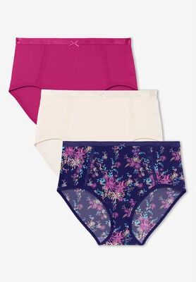 Plus Size Women's Full Coverage Microfiber Panty 3-Pack by Catherines in Multi Floral Pack (Size 7)