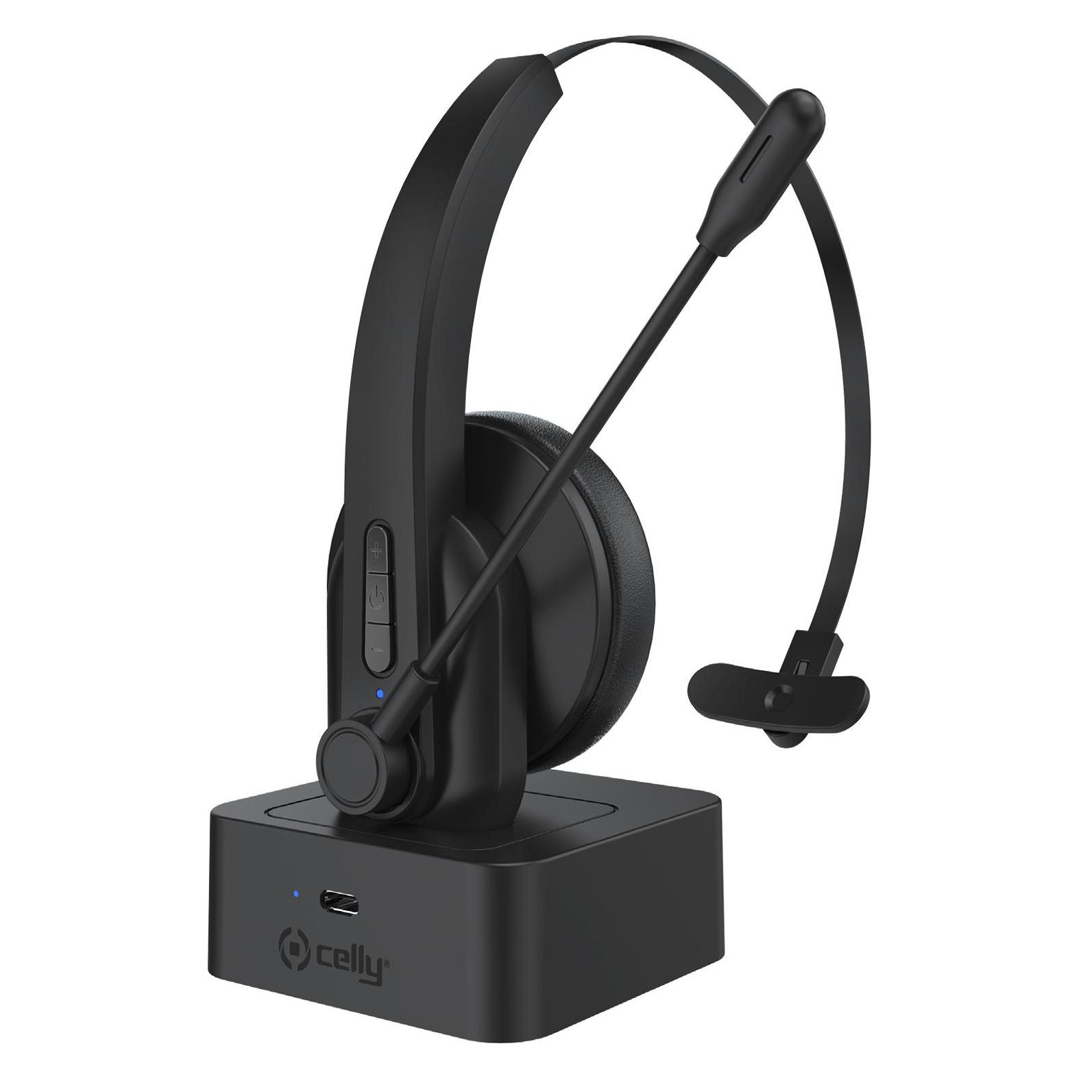 Celly SWHEADSET Drahtloses Headset A Bluetooth Büro Ladestation Schwarz (4 h, Kabellos) (SWHEADSETMONOBK)