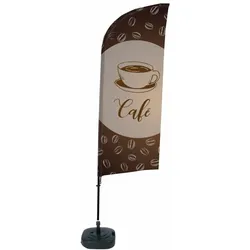 Showdown Displays Beachflag Alu Wind Komplett-Set Kaffee Französisch