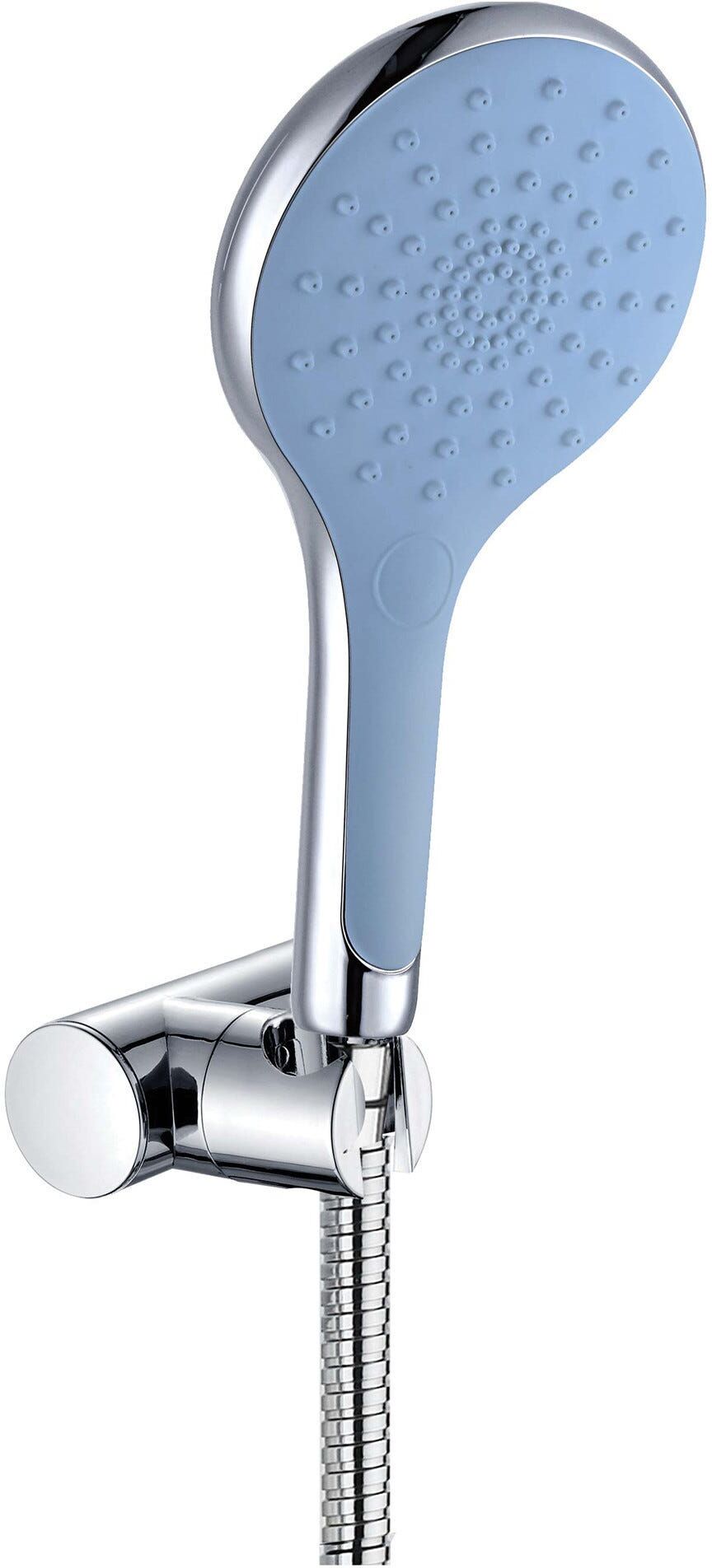 Aquapro KIT DOCCIA ILARIA 3.0 3 GETTI CROMO BLU ANTICALCARE CON FLESSIBILE E SUPPORTO