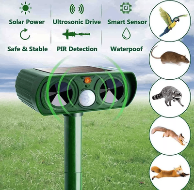 PRiME Solar Ultrasonic Animal Repellent, Outdoor Cat & Dog Deterrent, Motion Sensor Waterproof Solar Ultrasonic Animal Repellent, Outdoor Cat & Dog Deterrent, Motion Sensor Waterproof