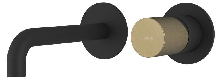 Sapho ULTRATAP 2-Element Waschbeckenarmatur, Auslauf 20cm, Schwarz matt/Gold matt