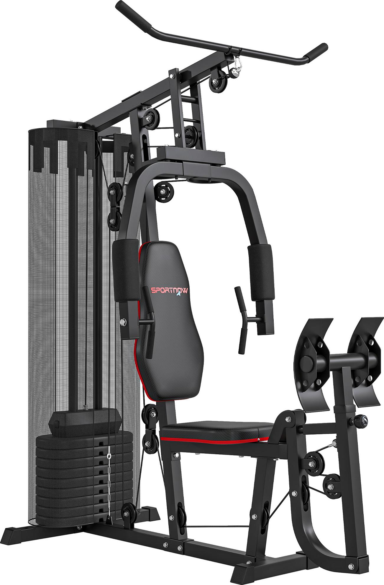Multifunktionale Heim-Fitnessstation mit 45 kg Gewichtsblöcken, Hochseilzug, Brust- und Beintraining für Ganzkörperworkout