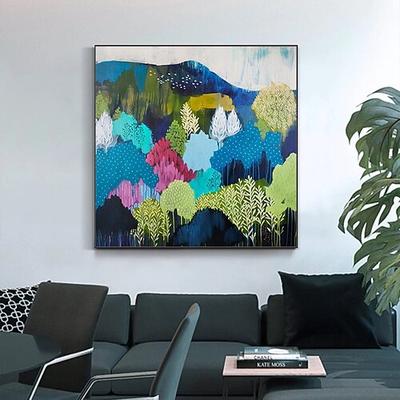 Mintura handgefertigte Ölgemälde mit Bergdschungel auf Leinwand, Wandkunst, Dekoration, modernes abstraktes Landschaftsbild für die Inneneinrichtung, gerolltes, rahmenloses, ungedehntes Gemälde