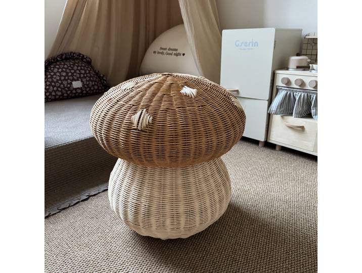 Panier à linge sale en rotin PYH, panier de rangement en forme de champignon, panier de rangement pour chambre à coucher et salon