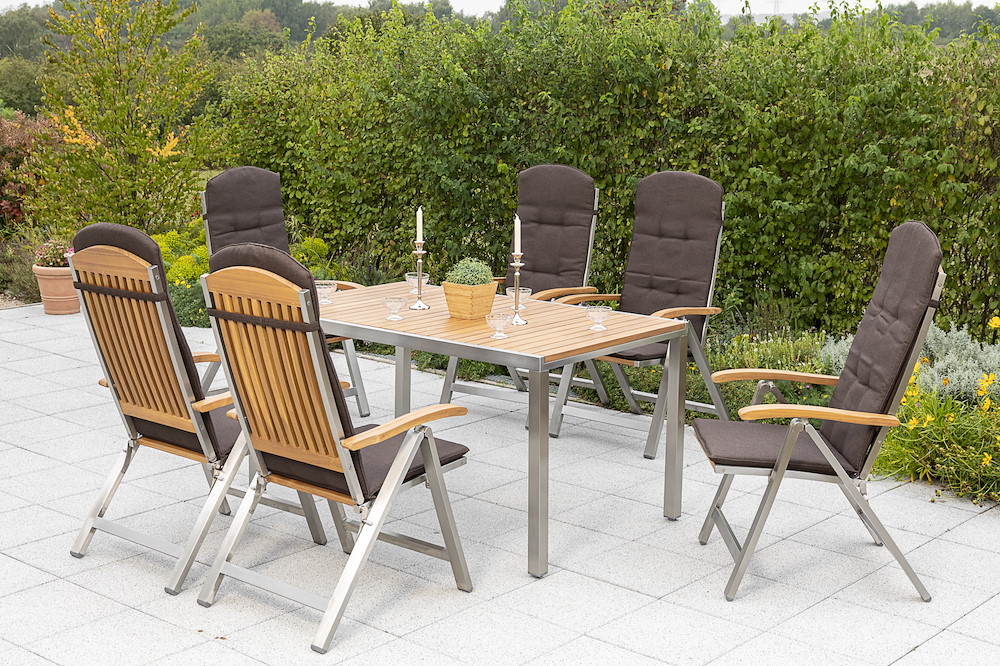 MERXXHANDELS Keros Set 13tlg 6 Sessel Tisch 150x90cm Auflagen 16909310