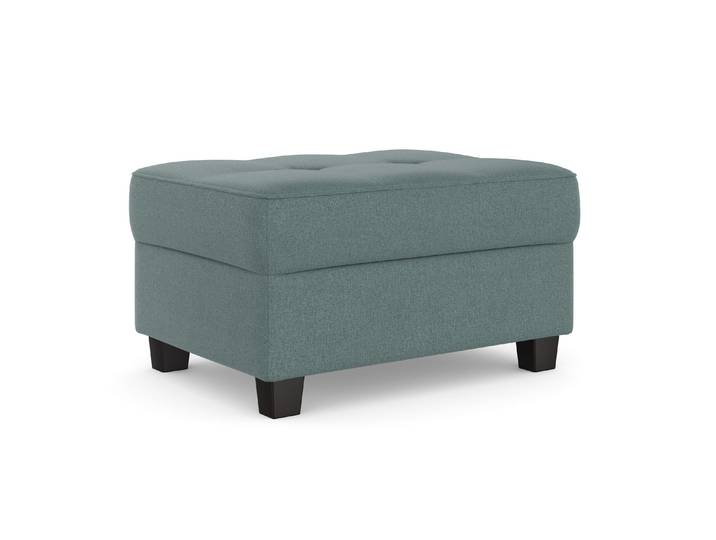 Polsterhocker, Struktur fein, Blau, 84×47×59 cm, Markante Kontrastnaht, Klassisch, Domo-Collection