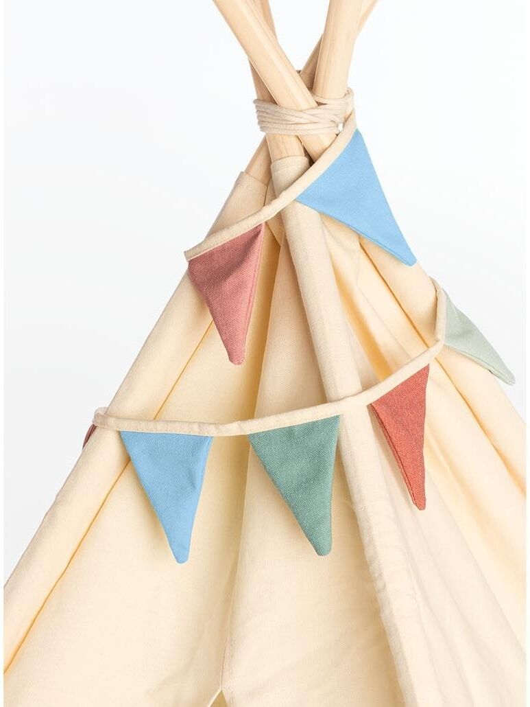 Spielzelt PINOLINO "Tipi Yuma", Kinder, blau (alt weiß, hellblau), Baumwolle, Holz, Polyester, Spielzelte Spielzelt alt weiß, hellblau Einheitsgröße