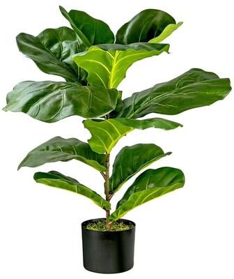 LCG Florals 30-inch Artificial Fiddle Leaf Fig Bush in Pot
