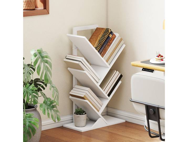 HOMCOM Étagère Arbre 5 Niveaux Anti-basculement Blanc 50x24x82cm