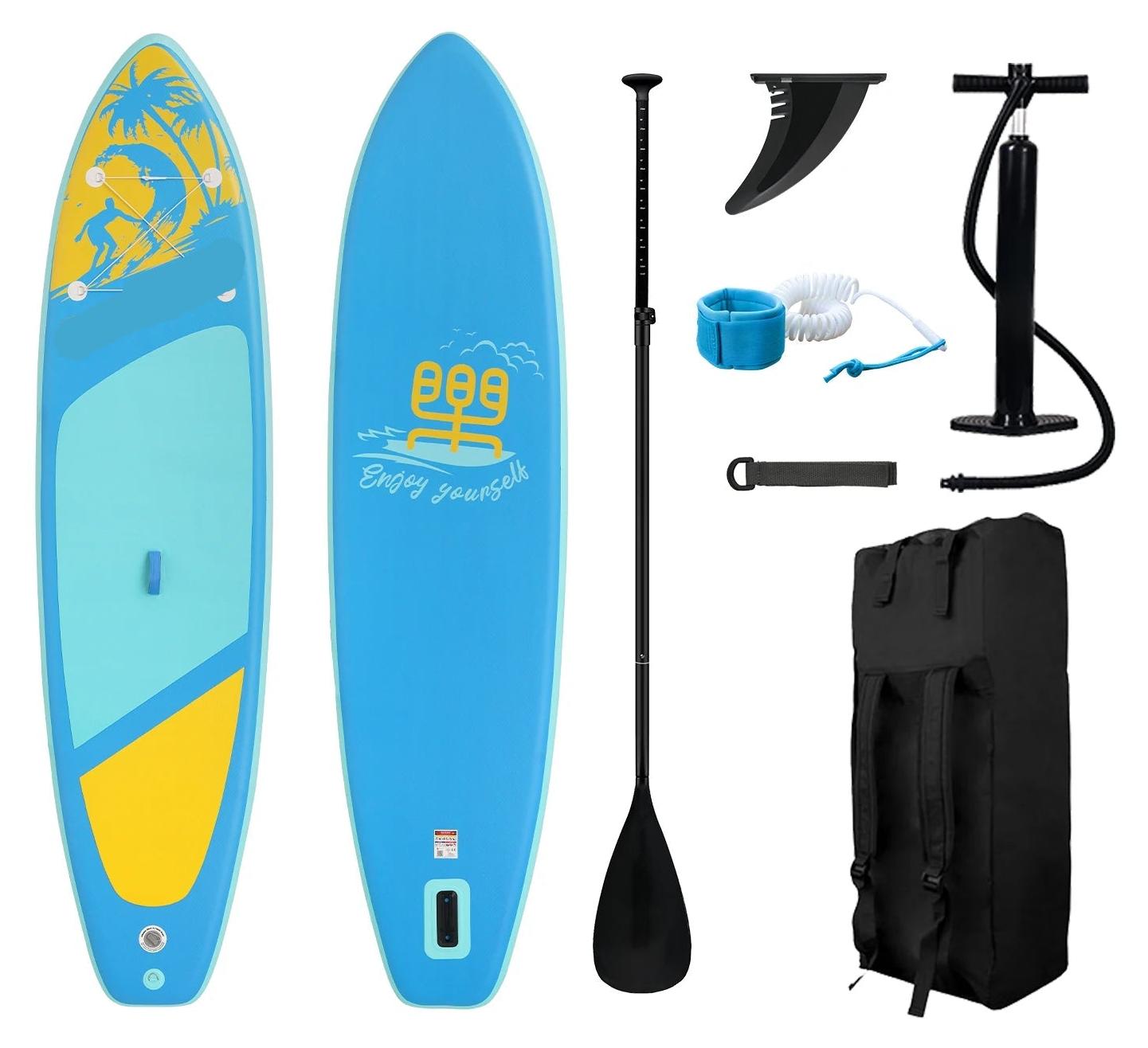 Aufblasbares Stand-Up-Paddle-Board, himmelblau, 350x87 cm, tragbar, geeignet für Kajaks