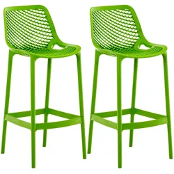 CLP Barhocker 2er Set Garten wetterfest Air, Gartenstühle mit Lehne, Tresenstühle wetterfest UV-beständig aus Kunststoff, bis 160 kg