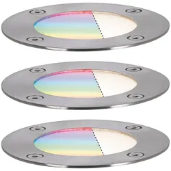 Paulmann Plug & Shine LED Bodeneinbauleuchte Smart Home Zigbee 3.0 RGBW BasissetIP67 RGBW+ 3x3,7WSilber 94275