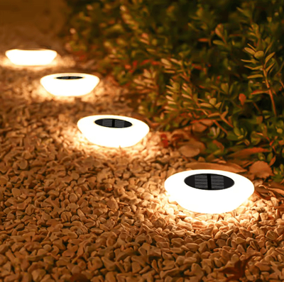 Inspire Picks 14 LED Solar Ground Lights Waterproof Outdoor Landscape Pathway Lamps warm Light 4pcs