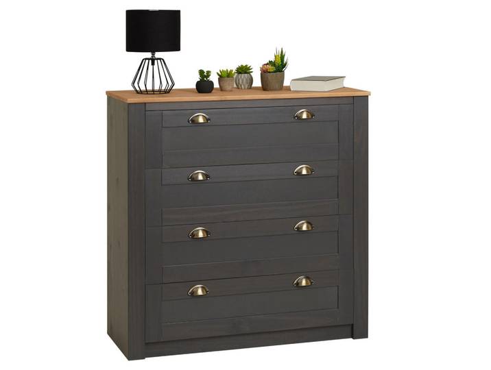Idimex Kommode Bolton anthrazit/braun, Anthrazit, Braun, Holz, Kiefer, Vintage, 91x93x40 cm, Kleinmöbel, Kommoden, Kommoden