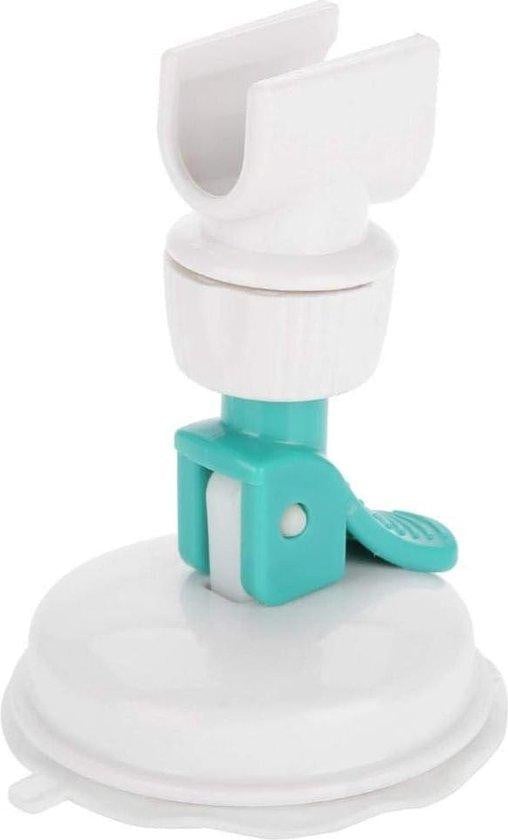 Dailygoods Verstelbare Douchekophouder met Zuignap en Antislip-functie, Wit en Groen, ABS Plastic