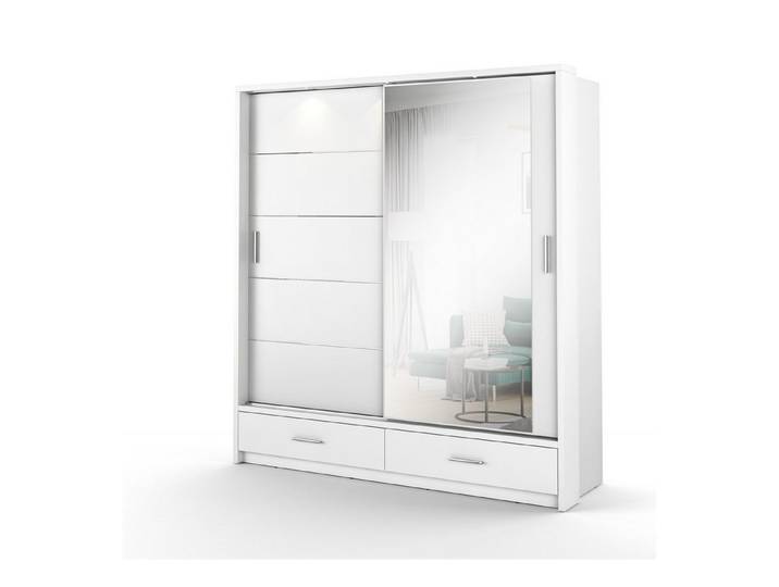 Compleo Kleiderschrank ARTI 05 mit 2 Schubladen, mit Spiegel, Schwebetürenschrank, 200 cm