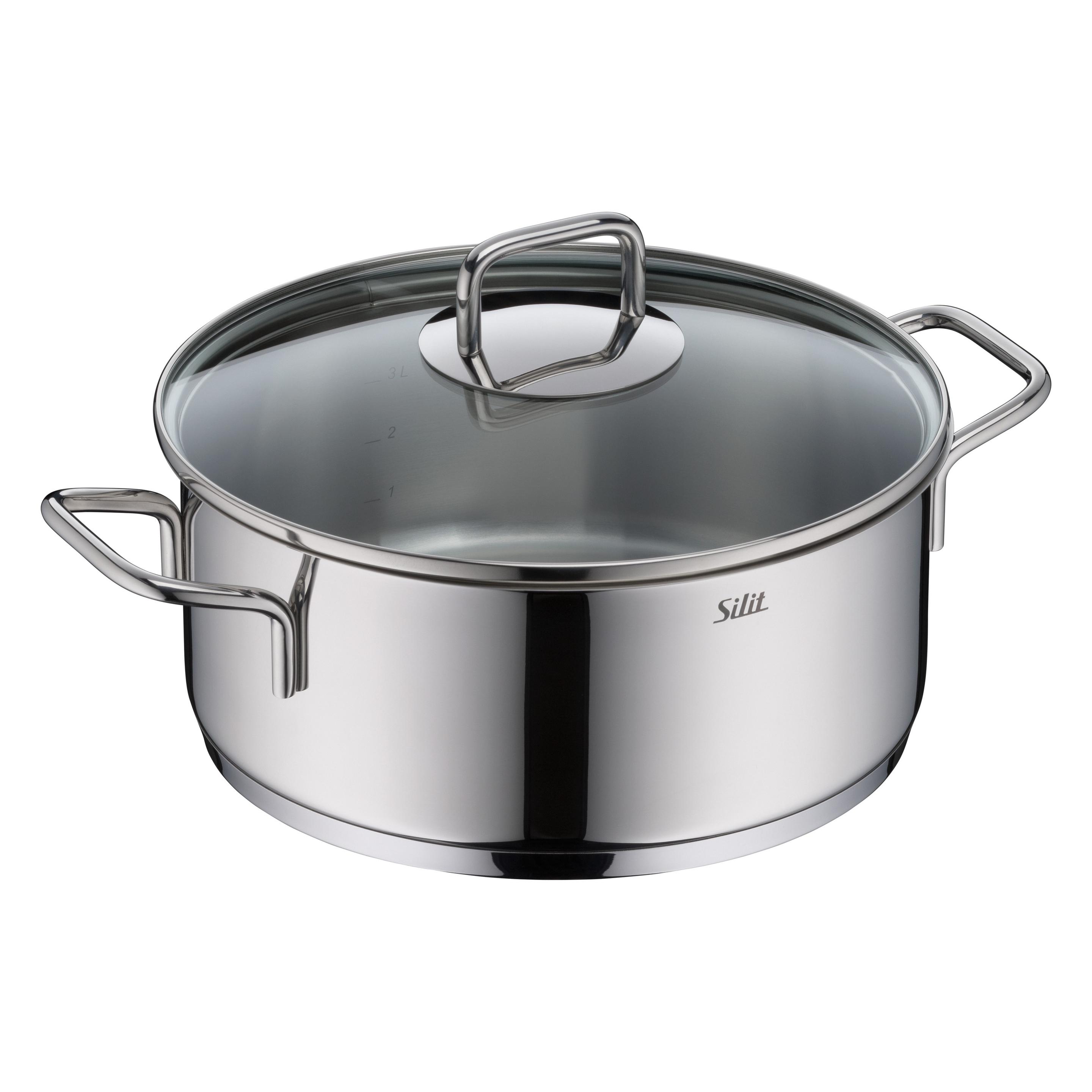 Silit EXTRA COOK Bratentopf 24cm (Bräter + Schmortopf, Kochtopf, Edelstahl, 24 x 12.90 cm) (2101306313)