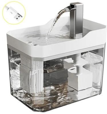 Uplift Treasures USB Automatic Cat Water Fountain With Auto Filter white