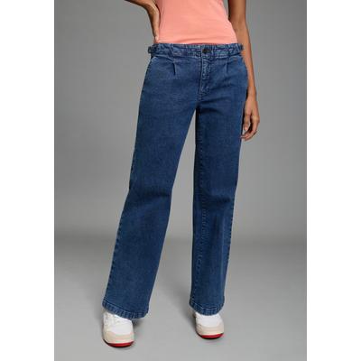 Weite Jeans ARIZONA, Damen, Gr. 38, N-Gr, blau (blau used), Denim/Jeans, Obermaterial: 98% Baumwolle, 2% Elasthan, unifarben, bequem lang, Jeans, weite Beinweite, normale Leibhöhe, bequeme Passform