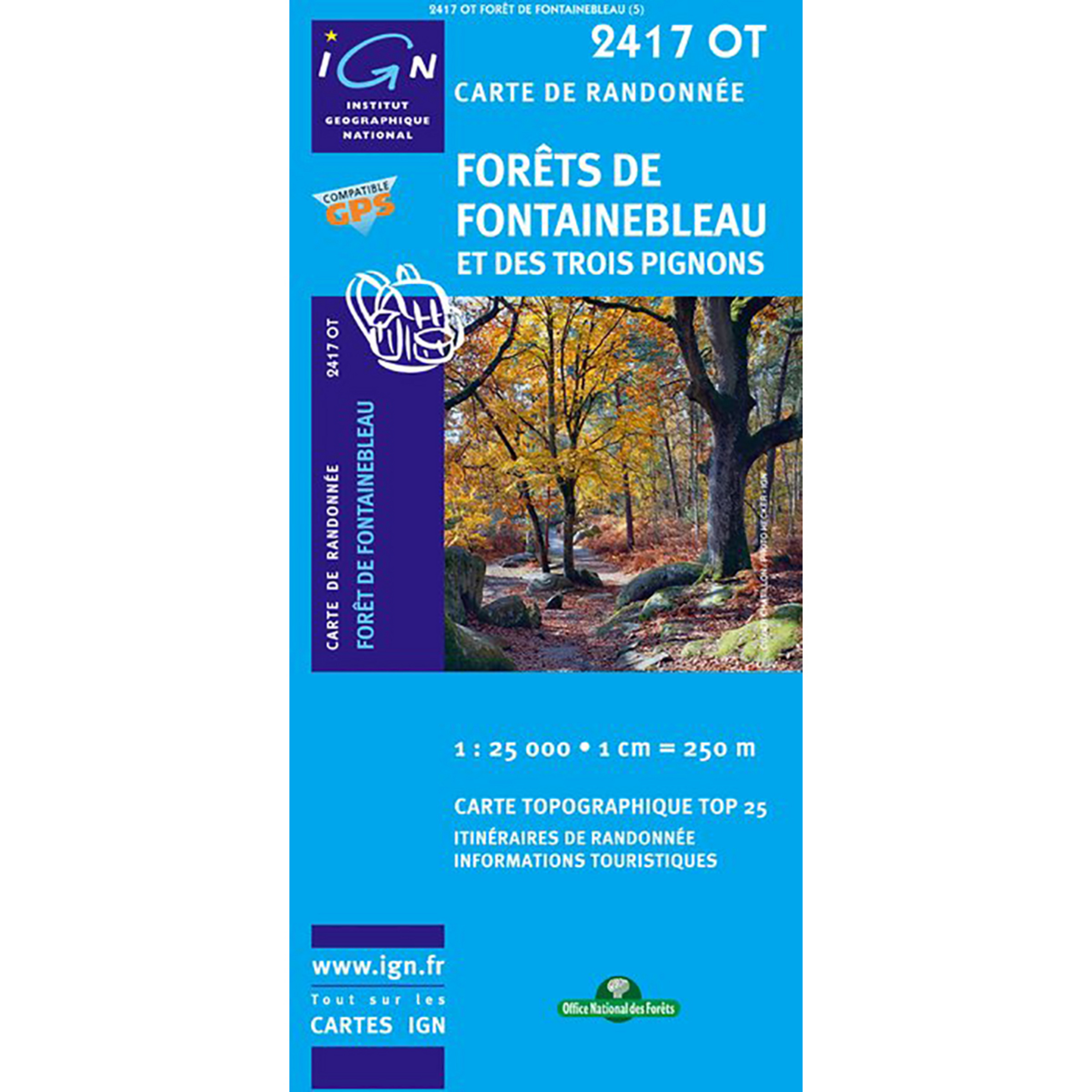 IGN Forêt de Fontainebleau 2417 OT Wanderkarte Topografische Karten blau