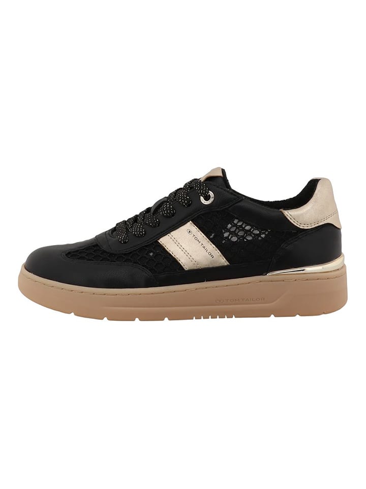 Tom Tailor Sneakers in Schwarz/ Gold - 40