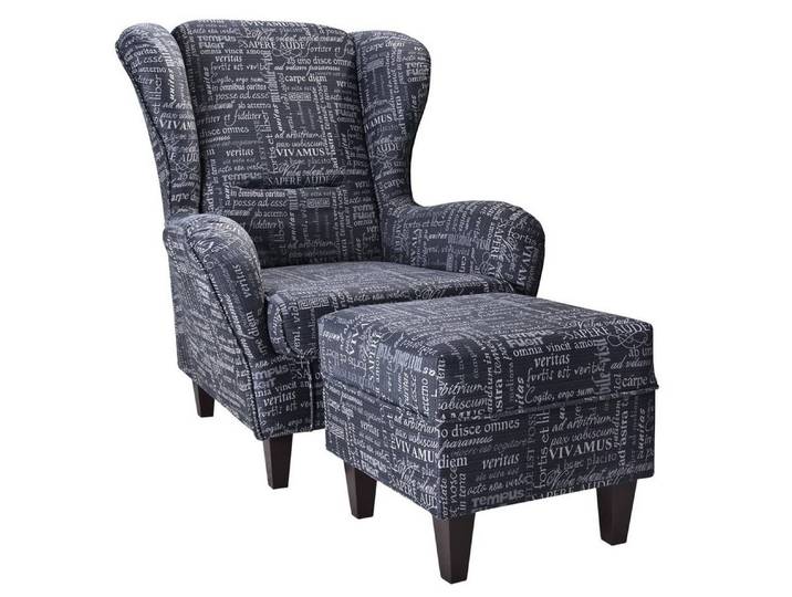 Supellex Ohrensessel Sofia Relaxsessel mit Hocker – Carpe Diem Anthrazit