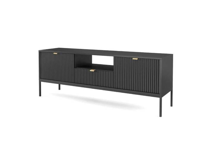 TV-Schrank mit Schränken und Schublade LORET 154x39 cm, schwarz