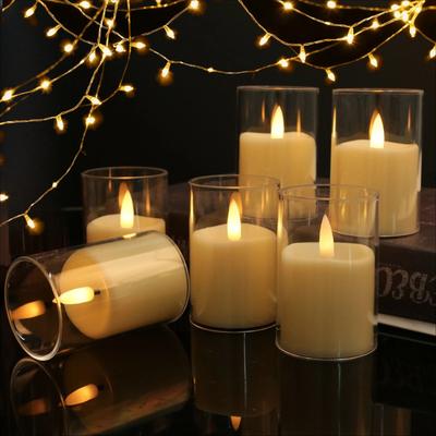 Uplift Treasures Flameless LED Candles With 3D Wick Remote Timer And Lampshade clear