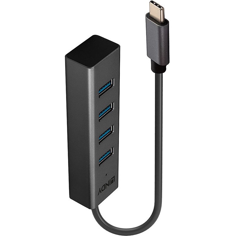 Lindy 4 Port USB 3.2 Gen 1 Typ C Hub 4-port USB 3.2 extern ohne Netzteil schwarz