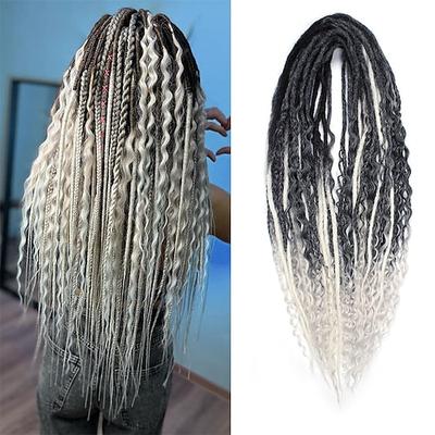 Dreadlock-Verlängerungen, doppelendig, 61 cm, 3-in-1-Set, gemischte hellbraune bis blonde Dreads, synthetische, lockige Enden, Hippie-Stil, gewellte Boho-Dreads, 20 Stränge, handgefertigte Dreads
