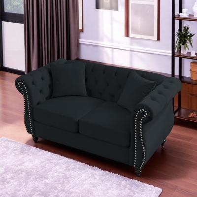 Velvet Chesterfield Sofa with Rolled Arms and Nailhead Trim